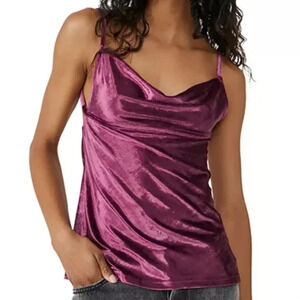 Intimately Free People Velvet Cowl Neck Cami Top Plum Purple Size Small NWT‎